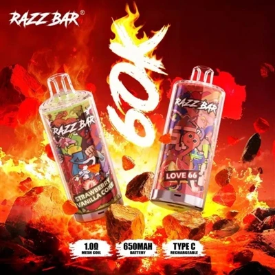 Razz Bar 60000 Tek Kullanımlık E-sigara|60.000 Puf, Yeni-Nesil Yüksek-Kapasit...