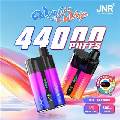 JNR WindWhip 44000: Yüksek-Kapasiteli 2'si-1 Arada Tek Kullanımlık E-Sigarala...